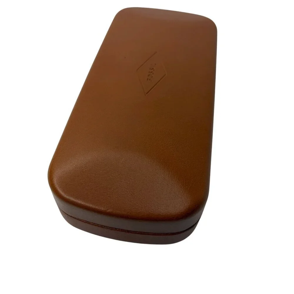 Fossil Hard Eyeglass Case Brown with Navy Interior Camel